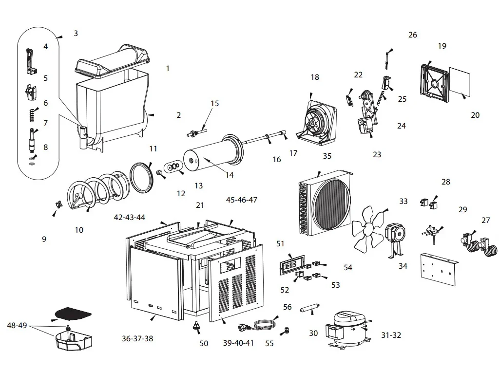 Slush machine exploded view